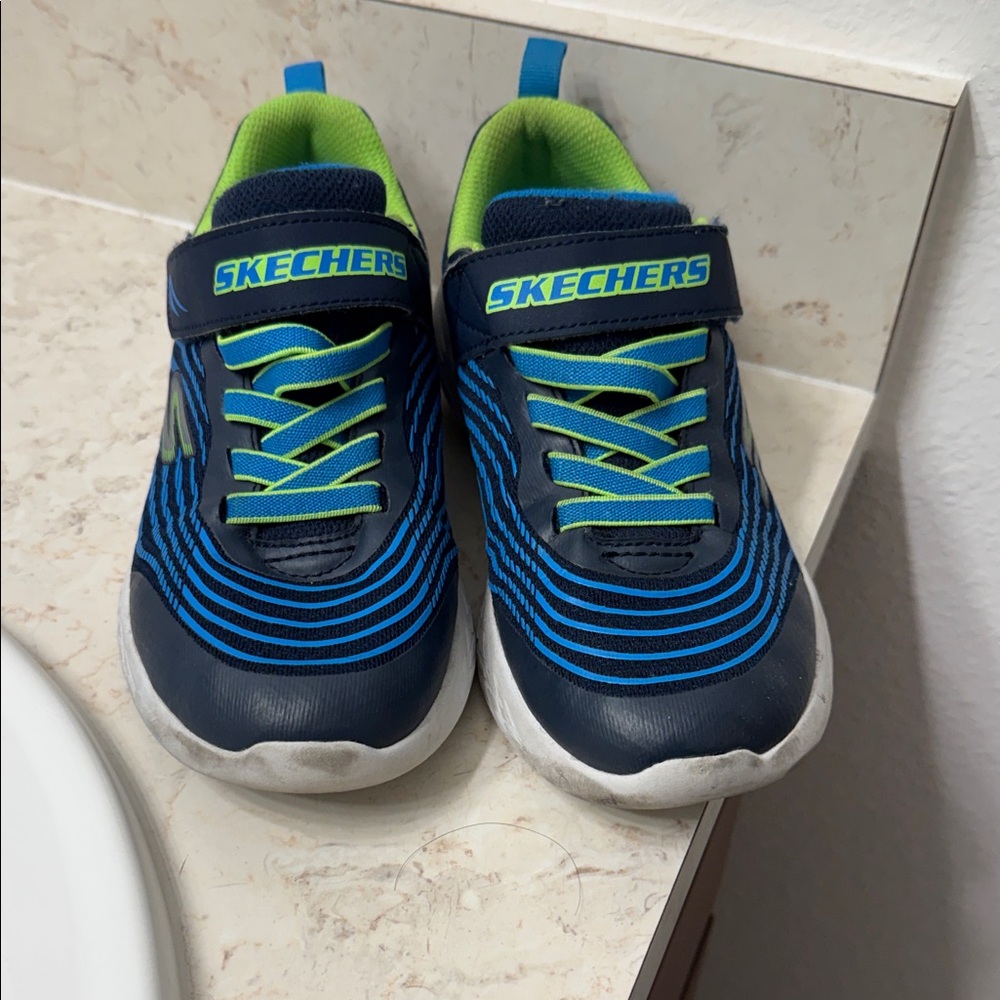 Skechers Kids Navy and Lime Sneakers
